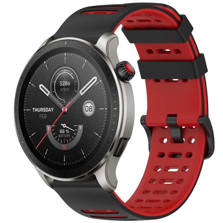 Hollow Three Rows Hole Two Color Silicone Watch Band, For Amazfit Watch 22mm