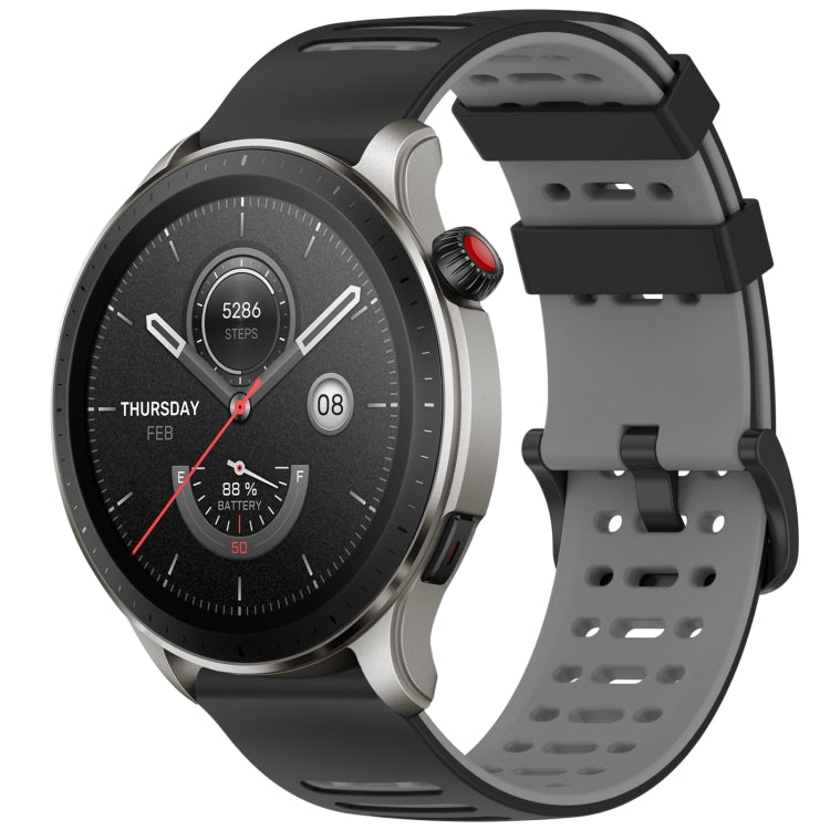 Hollow Three Rows Hole Two Color Silicone Watch Band, For Amazfit Watch 22mm