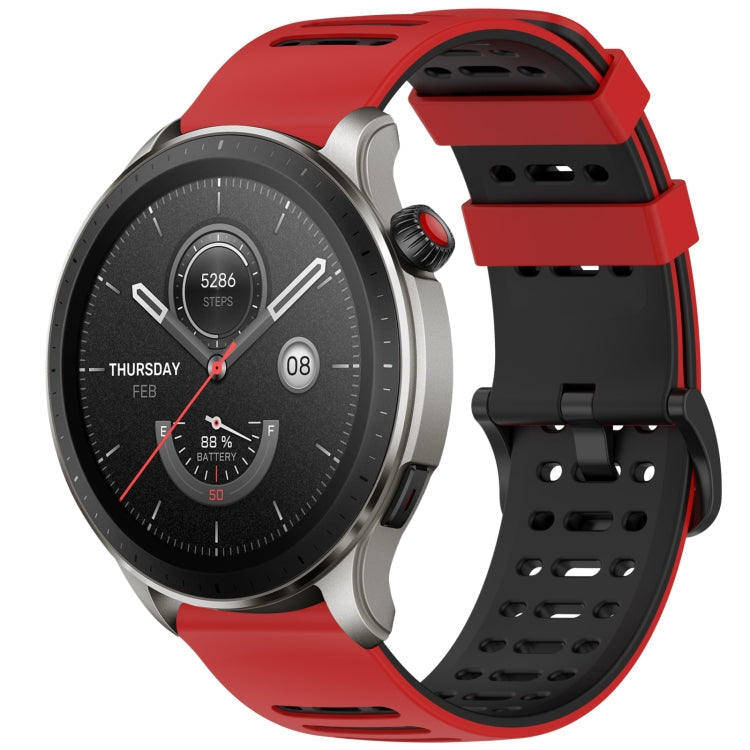 Hollow Three Rows Hole Two Color Silicone Watch Band, For Amazfit Watch 22mm