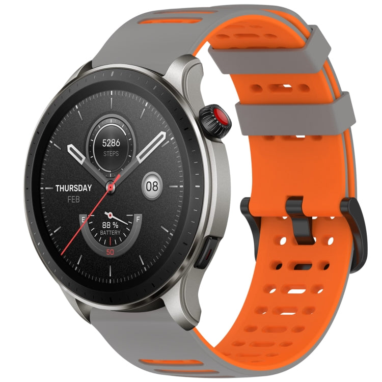 Hollow Three Rows Hole Two Color Silicone Watch Band, For Amazfit Watch 22mm
