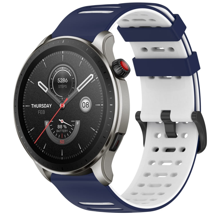 Hollow Three Rows Hole Two Color Silicone Watch Band, For Amazfit Watch 22mm