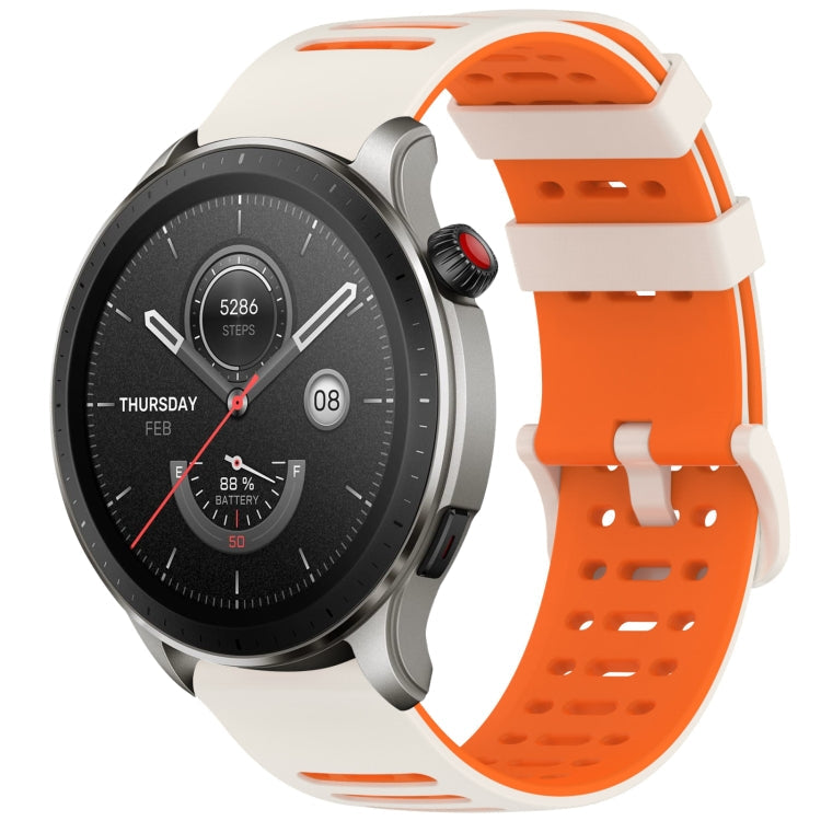 Hollow Three Rows Hole Two Color Silicone Watch Band, For Amazfit Watch 22mm