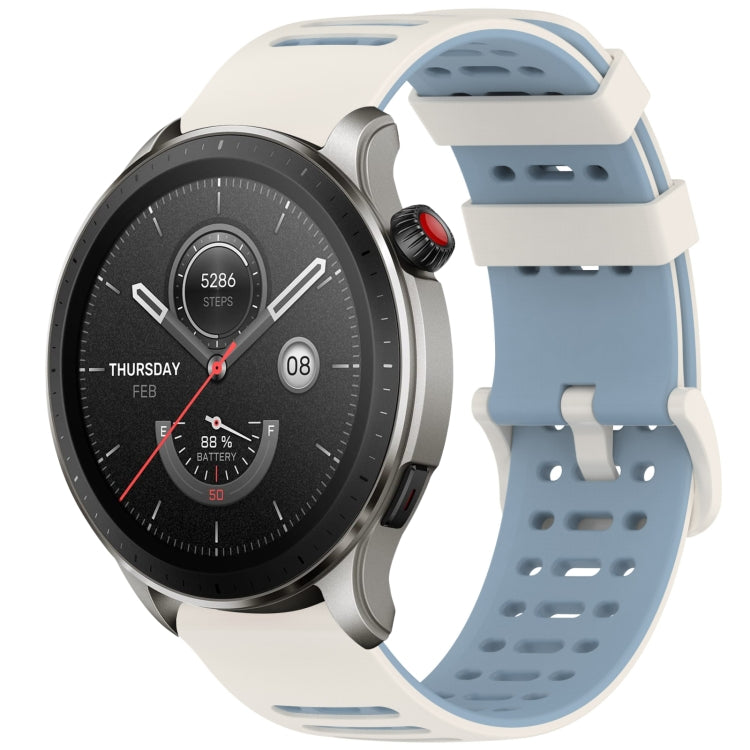 Hollow Three Rows Hole Two Color Silicone Watch Band, For Amazfit Watch 22mm