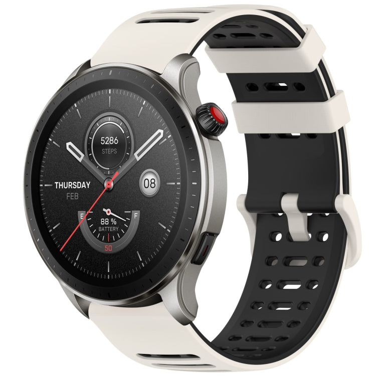 Hollow Three Rows Hole Two Color Silicone Watch Band, For Amazfit Watch 22mm