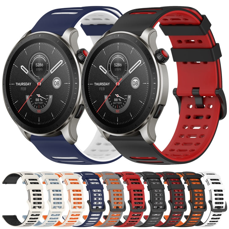 Hollow Three Rows Hole Two Color Silicone Watch Band, For Amazfit Watch 22mm