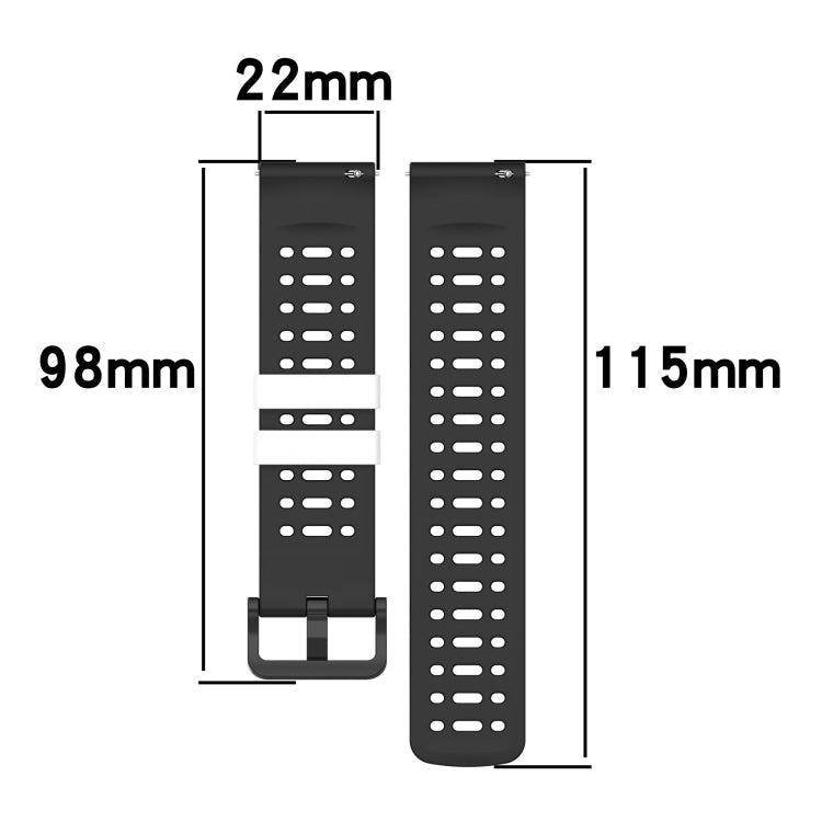 Hollow Three Rows Hole Two Color Silicone Watch Band, For Amazfit Watch 22mm