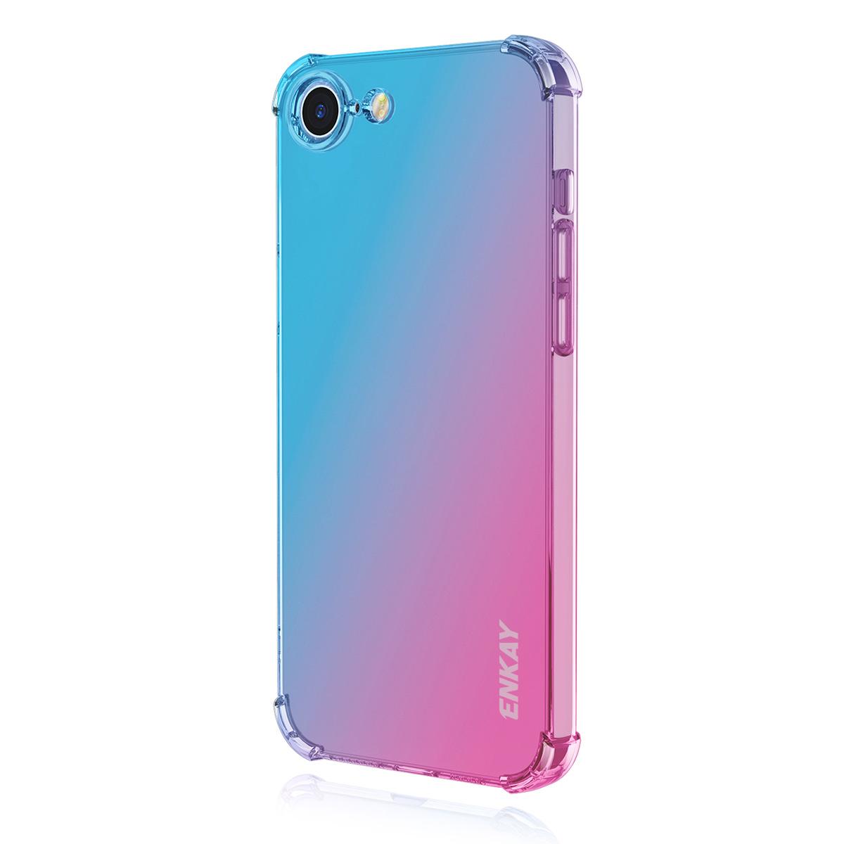 For iPhone 16e ENKAY Hat-Prince Gradient Airbag TPU Phone Case(Blue Pink)