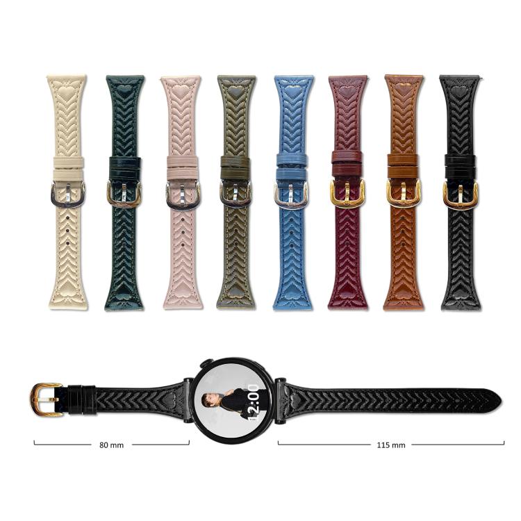 Heart-Shaped Embossed 22mm Leather Watch Band, For Amazfit Bip 5 / GTR 4