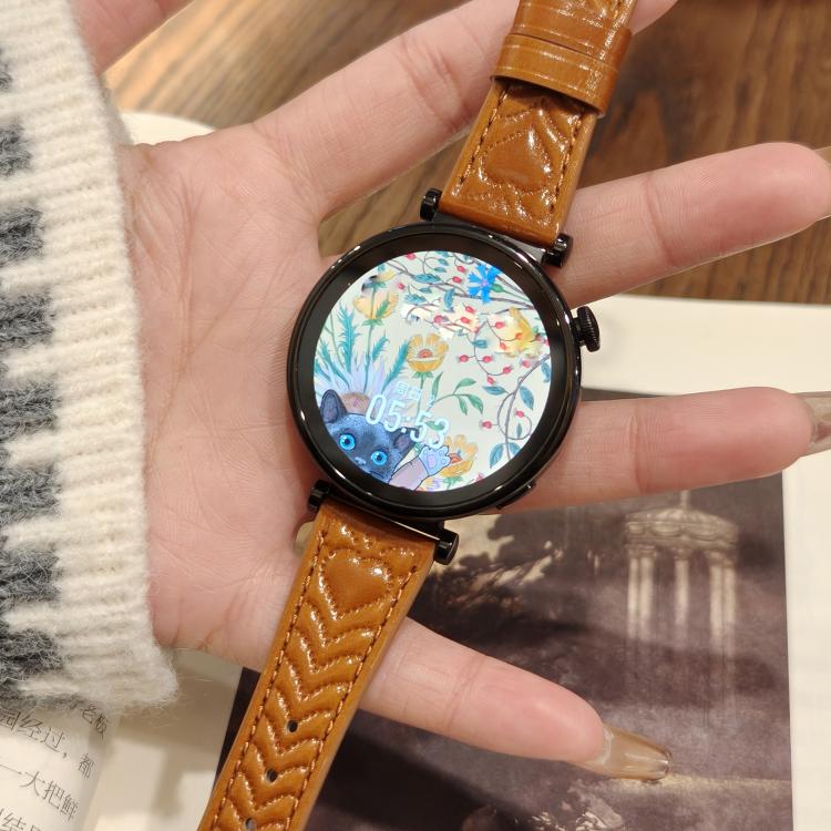 Heart-Shaped Embossed 22mm Leather Watch Band, For Amazfit Bip 5 / GTR 4