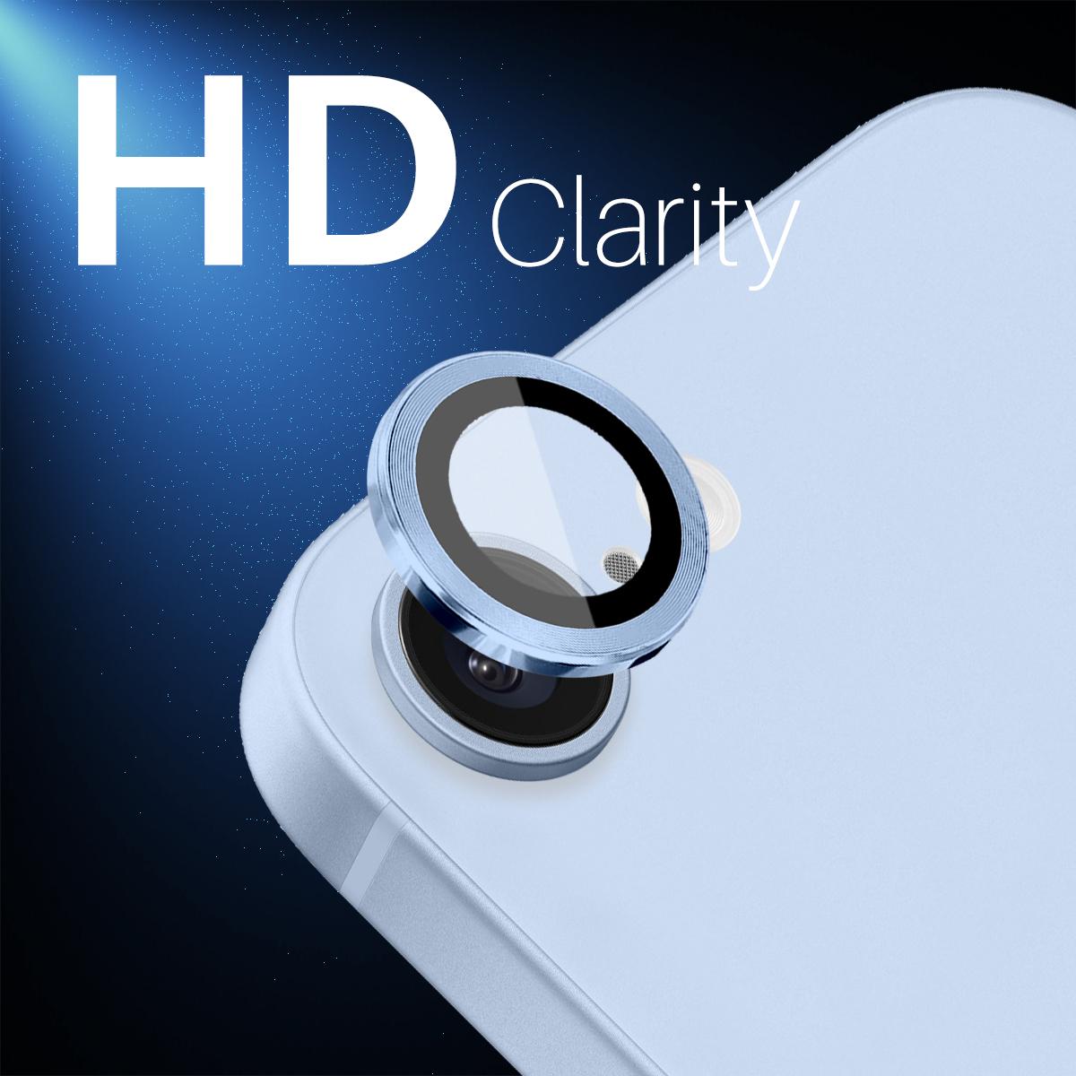 For iPhone 16e NORTHJO Camera Lens Protector CD Metal Ring Tempered Glass Film(Blue)