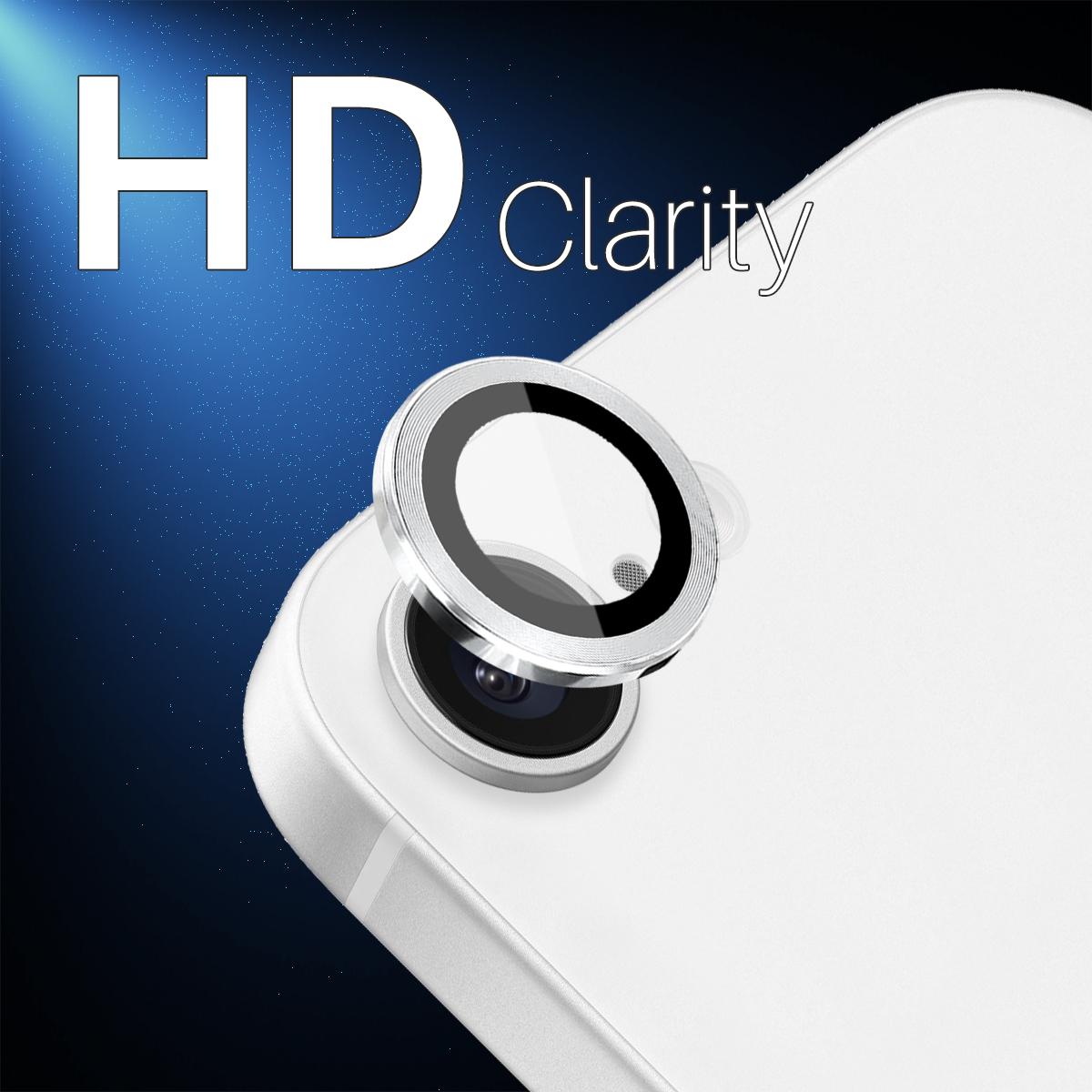 For iPhone 16e NORTHJO Camera Lens Protector CD Metal Ring Tempered Glass Film(Silver)