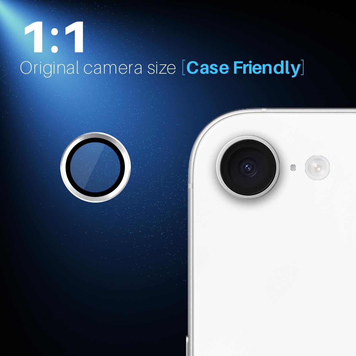 For iPhone 16e NORTHJO Camera Lens Protector CD Metal Ring Tempered Glass Film(Silver)
