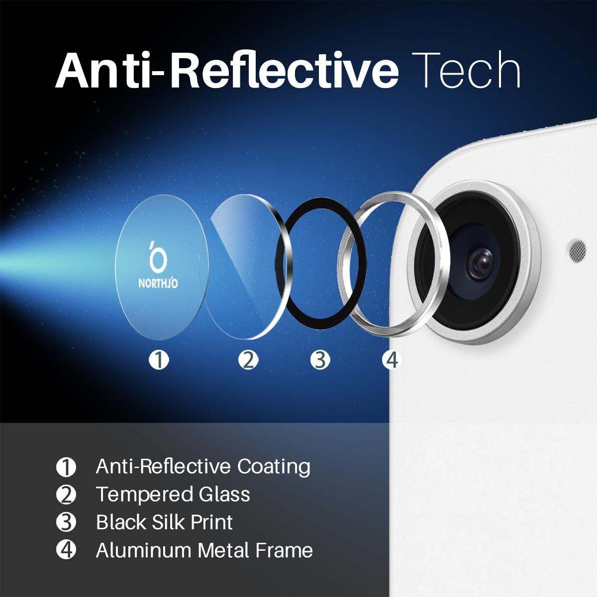 For iPhone 16e NORTHJO Camera Lens Protector CD Metal Ring Tempered Glass Film(Silver)