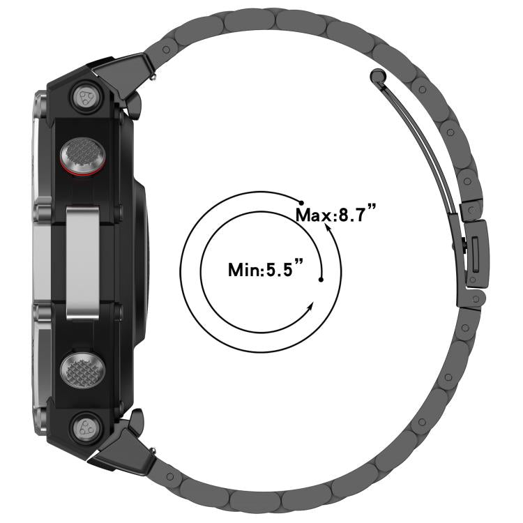 Three Beads Stainless Steel Metal Watch Band, For Amazfit T-REX 3