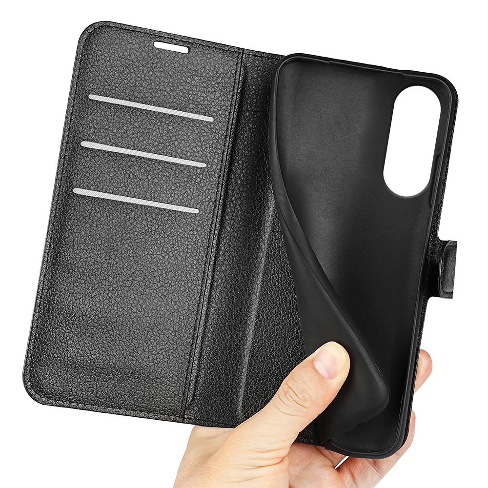 For Samsung Galaxy S25 Edge 5G Litchi Texture Horizontal Flip Leather Phone Case with Holder(Black)
