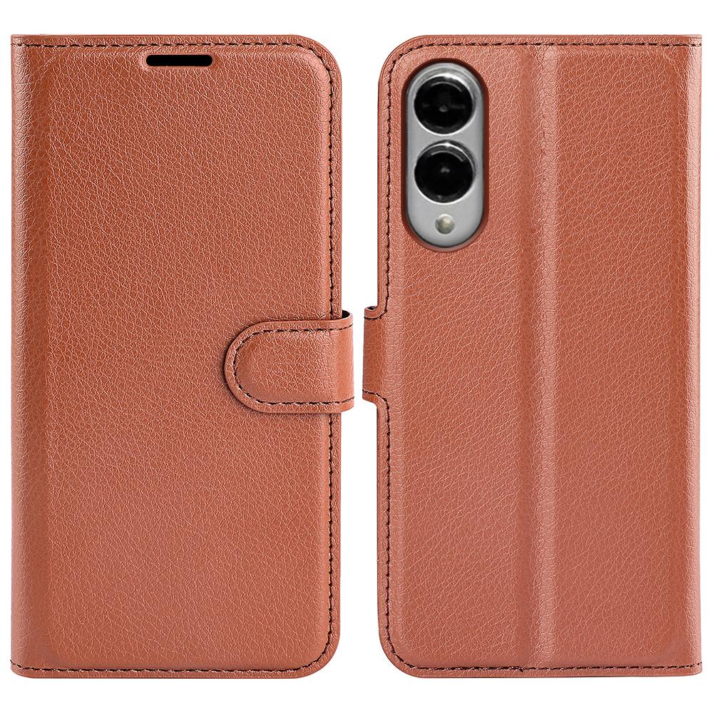For Samsung Galaxy S25 Edge 5G Litchi Texture Horizontal Flip Leather Phone Case with Holder(Brown)