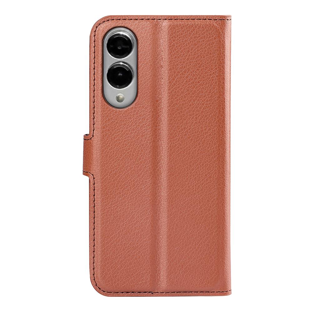 For Samsung Galaxy S25 Edge 5G Litchi Texture Horizontal Flip Leather Phone Case with Holder(Brown)