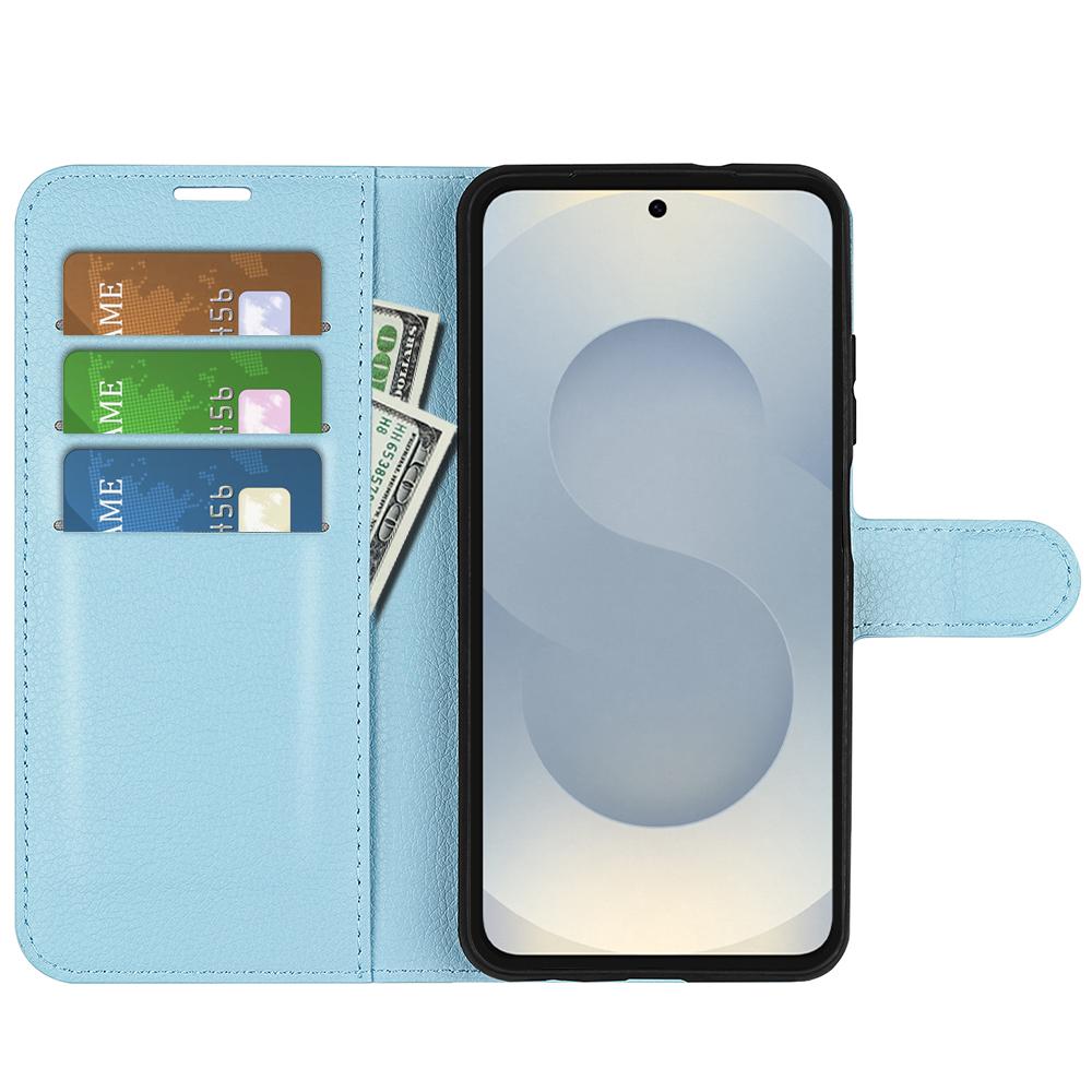 For Samsung Galaxy S25 Edge 5G Litchi Texture Horizontal Flip Leather Phone Case with Holder(Blue)