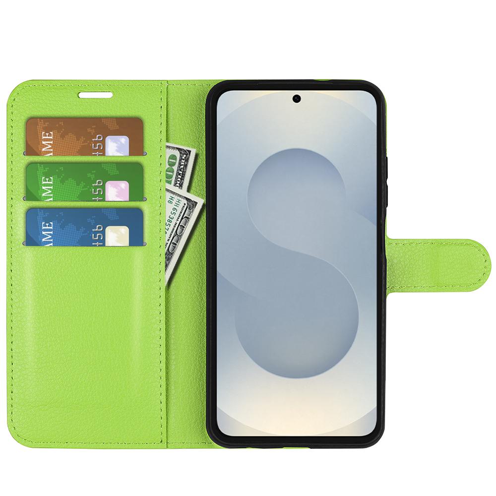 For Samsung Galaxy S25 Edge 5G Litchi Texture Horizontal Flip Leather Phone Case with Holder(Green)