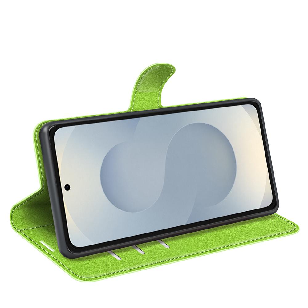 For Samsung Galaxy S25 Edge 5G Litchi Texture Horizontal Flip Leather Phone Case with Holder(Green)