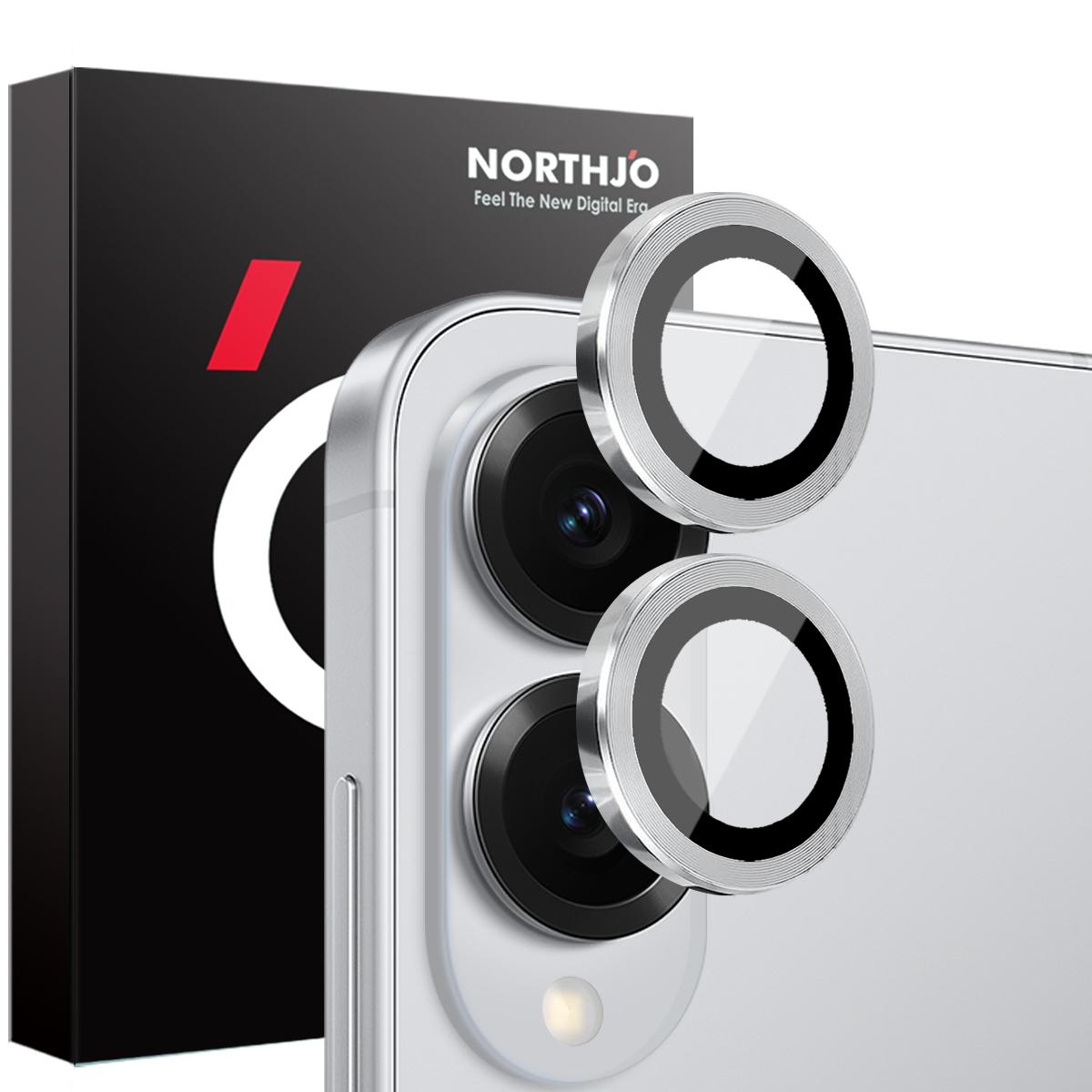 For Samsung Galaxy S25 Edge 5G NORTHJO Camera Lens Protector CD Metal Ring Tempered Glass Film(Silver)