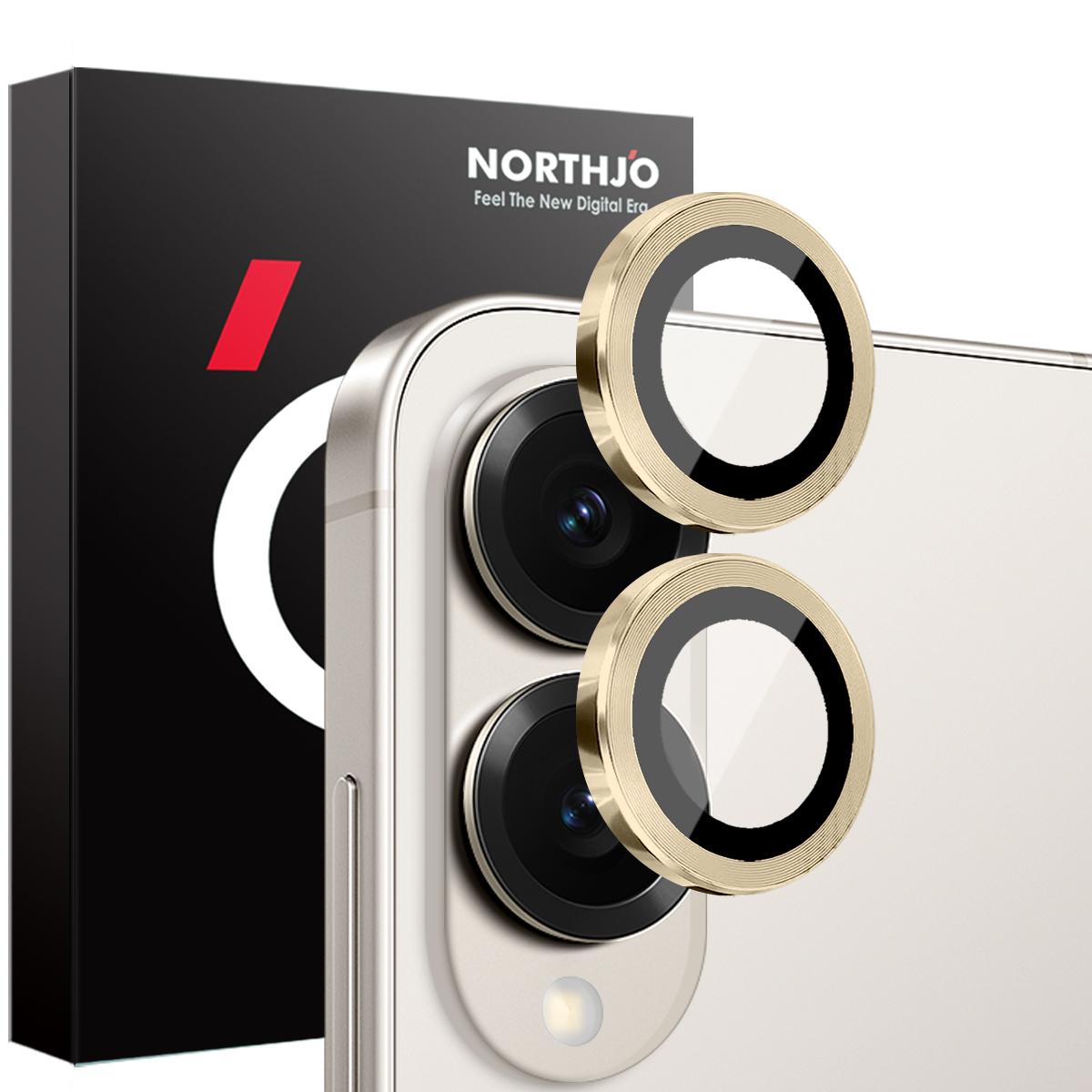 For Samsung Galaxy S25 Edge 5G NORTHJO Camera Lens Protector CD Metal Ring Tempered Glass Film(Gold)
