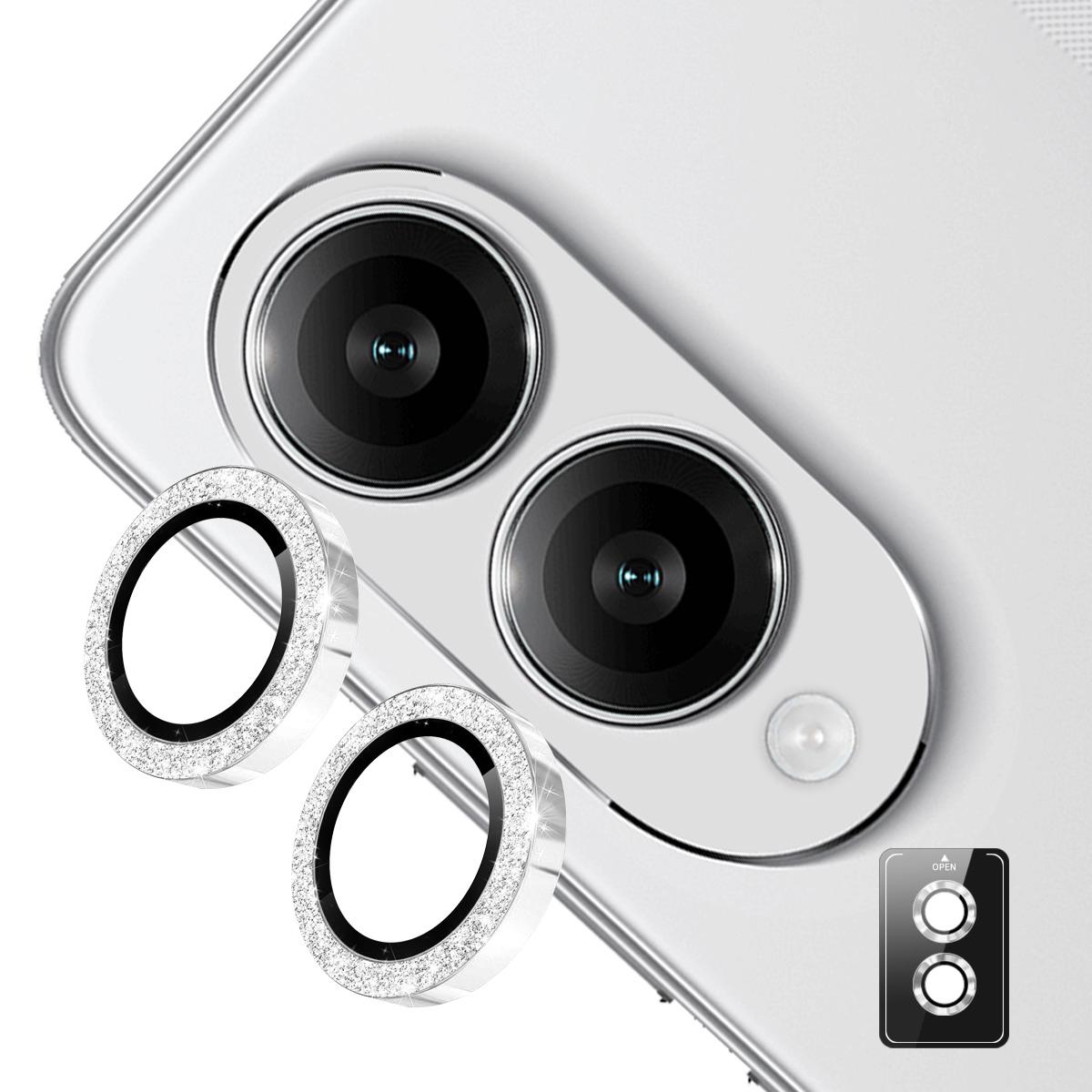 For Samsung Galaxy S25 Edge 5G ENKAY Hat-Prince 9H Rear Camera Lens Glitter Aluminium Alloy Tempered Glass Film(Silver)