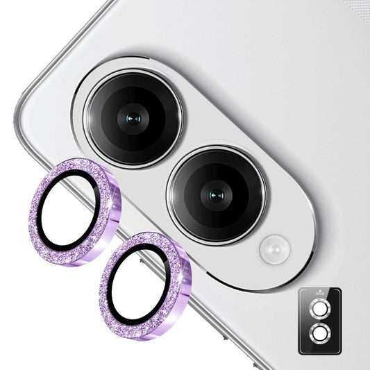 For Samsung Galaxy S25 Edge 5G ENKAY Hat-Prince 9H Rear Camera Lens Glitter Aluminium Alloy Tempered Glass Film(Purple)