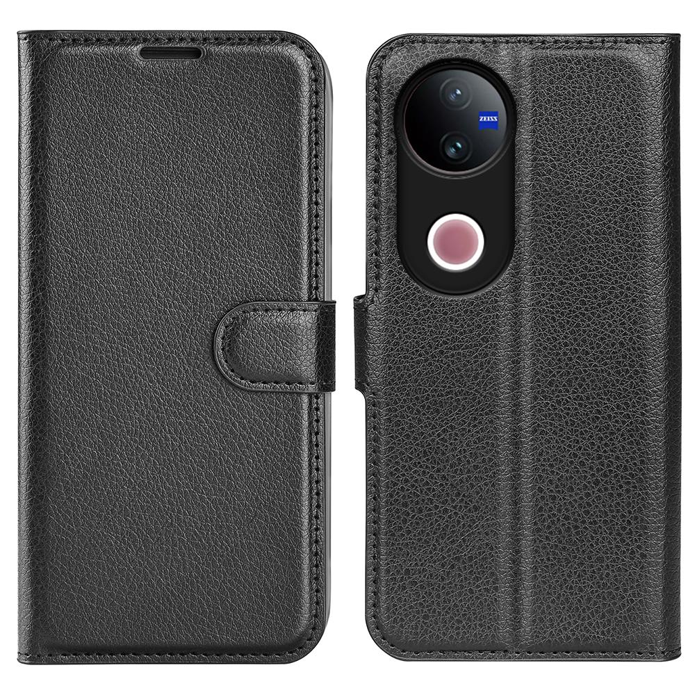 For vivo V50 Global Litchi Texture Horizontal Flip Leather Phone Case with Holder(Black)