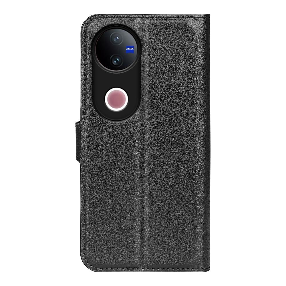 For vivo V50 Global Litchi Texture Horizontal Flip Leather Phone Case with Holder(Black)