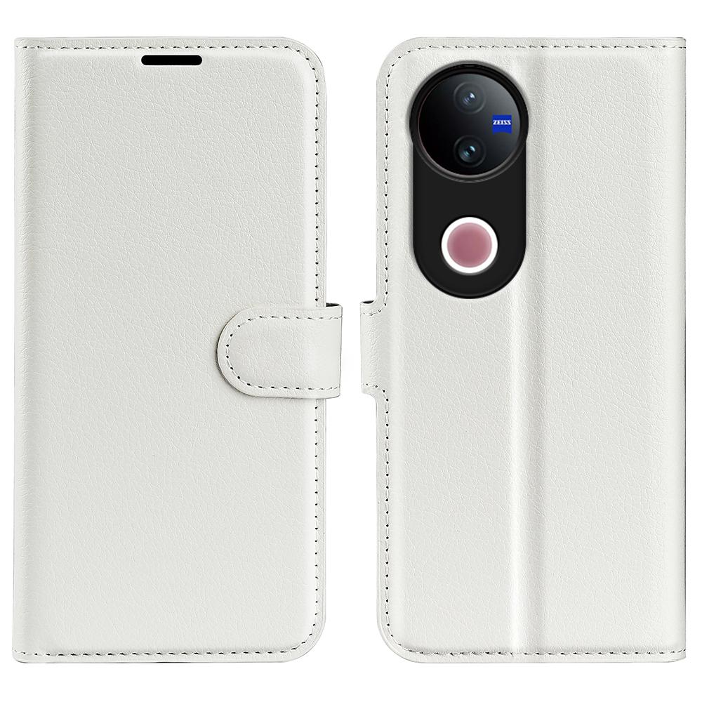 For vivo V50 Global Litchi Texture Horizontal Flip Leather Phone Case with Holder(White)