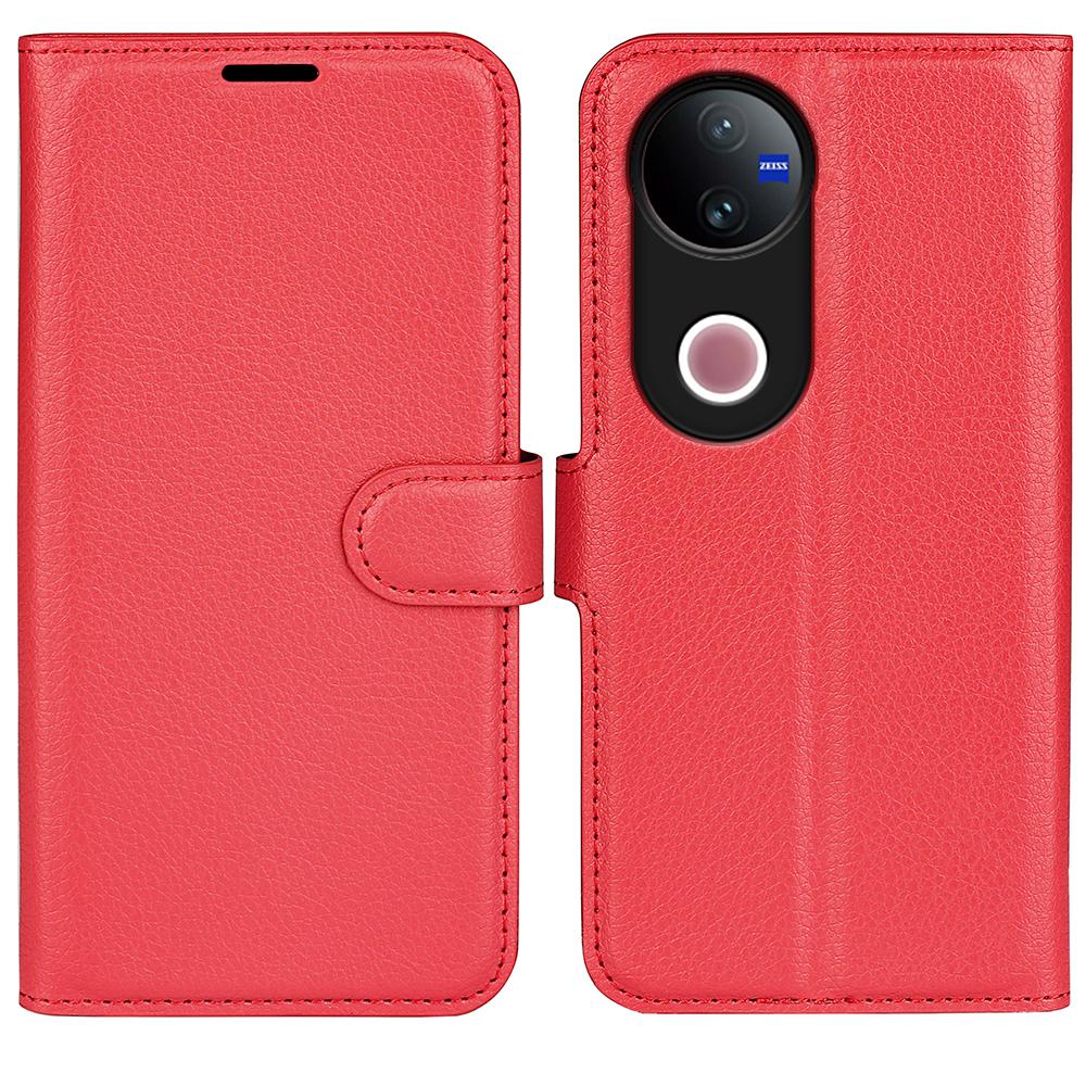For vivo V50 Global Litchi Texture Horizontal Flip Leather Phone Case with Holder(Red)