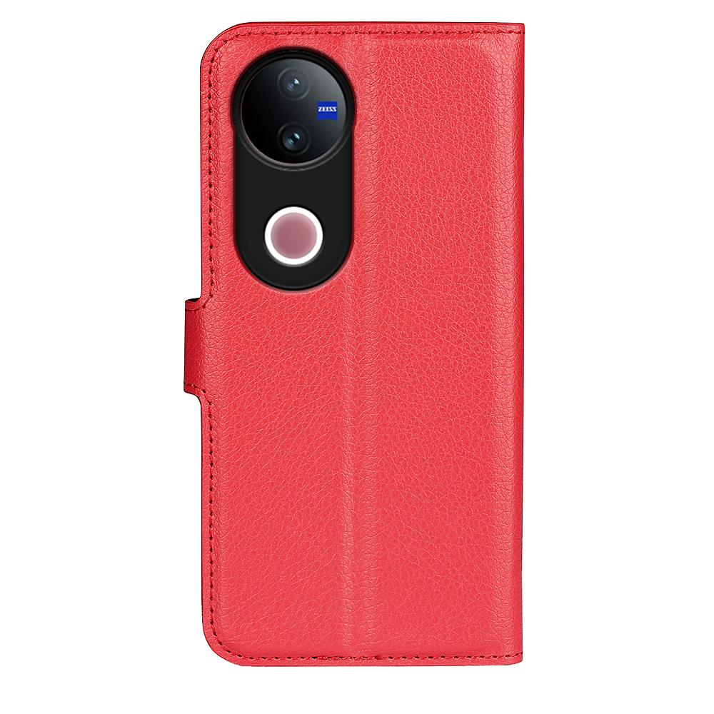 For vivo V50 Global Litchi Texture Horizontal Flip Leather Phone Case with Holder(Red)