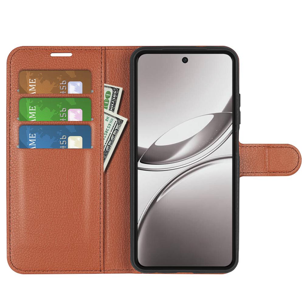 For vivo V50 Global Litchi Texture Horizontal Flip Leather Phone Case with Holder(Brown)