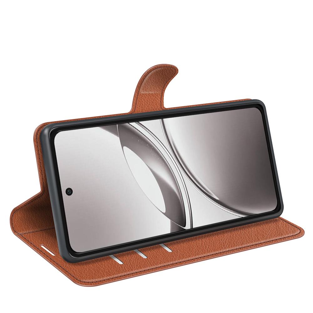 For vivo V50 Global Litchi Texture Horizontal Flip Leather Phone Case with Holder(Brown)