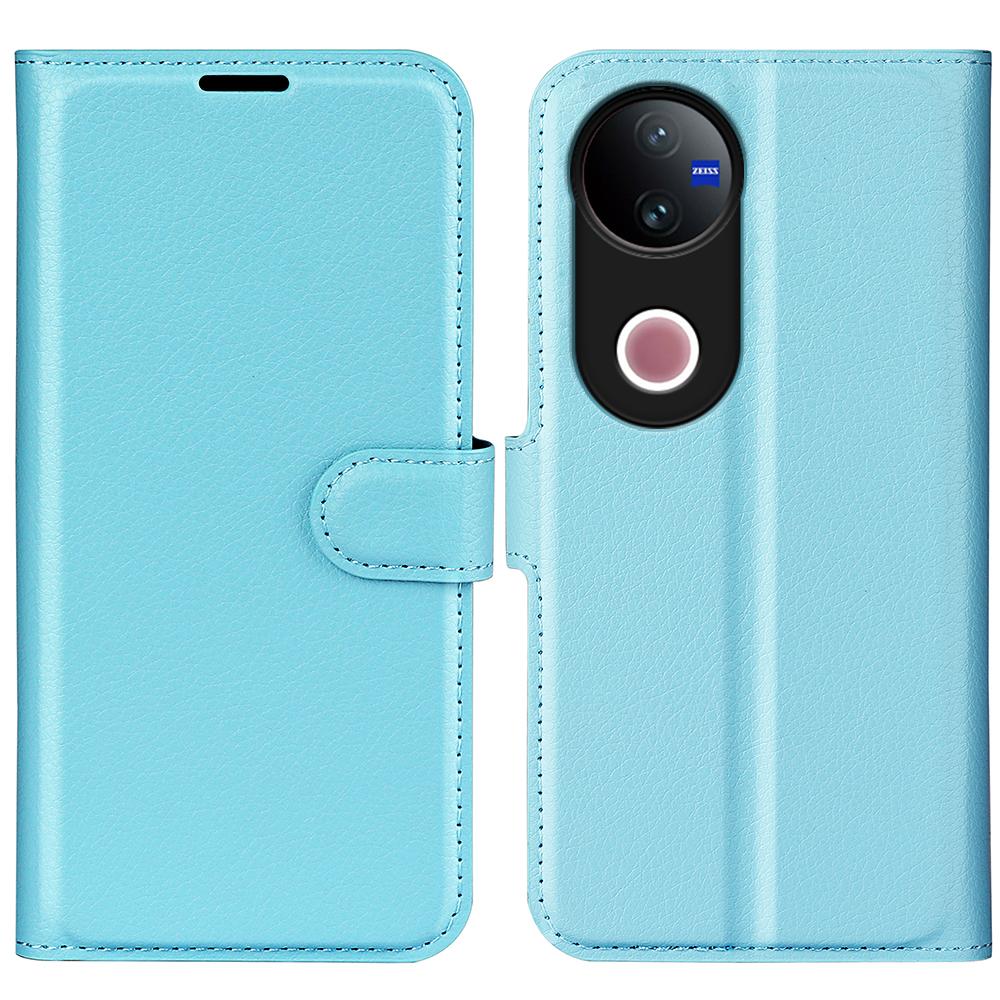 For vivo V50 Global Litchi Texture Horizontal Flip Leather Phone Case with Holder(Blue)