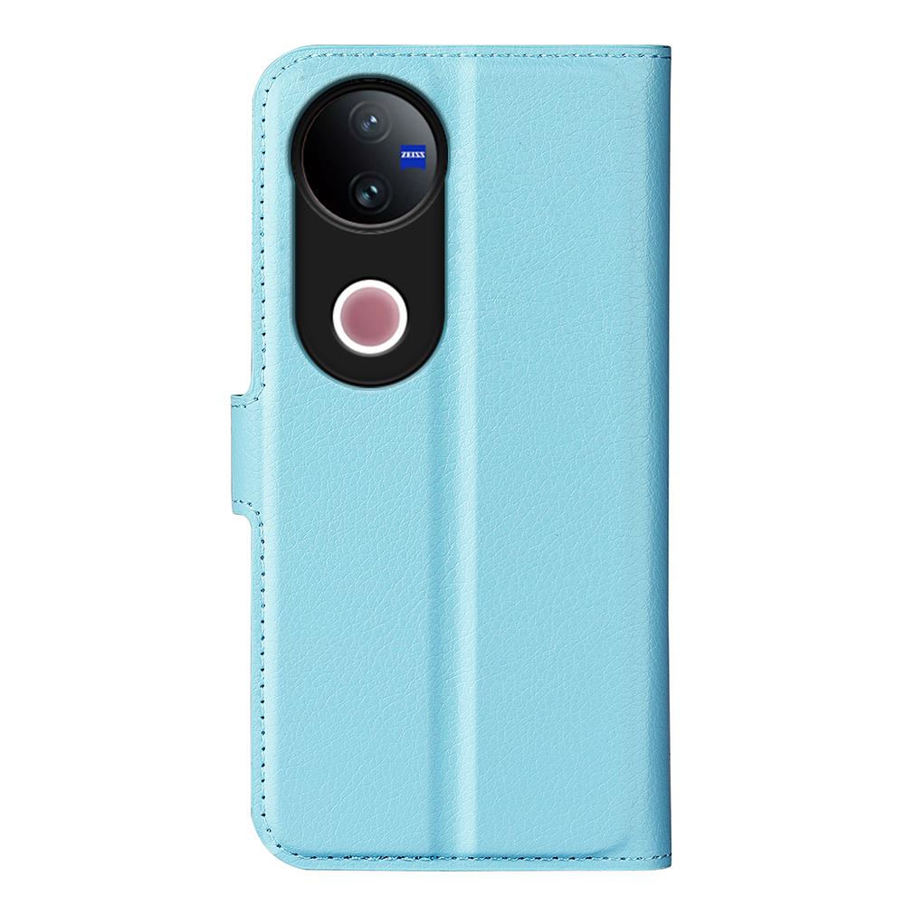For vivo V50 Global Litchi Texture Horizontal Flip Leather Phone Case with Holder(Blue)