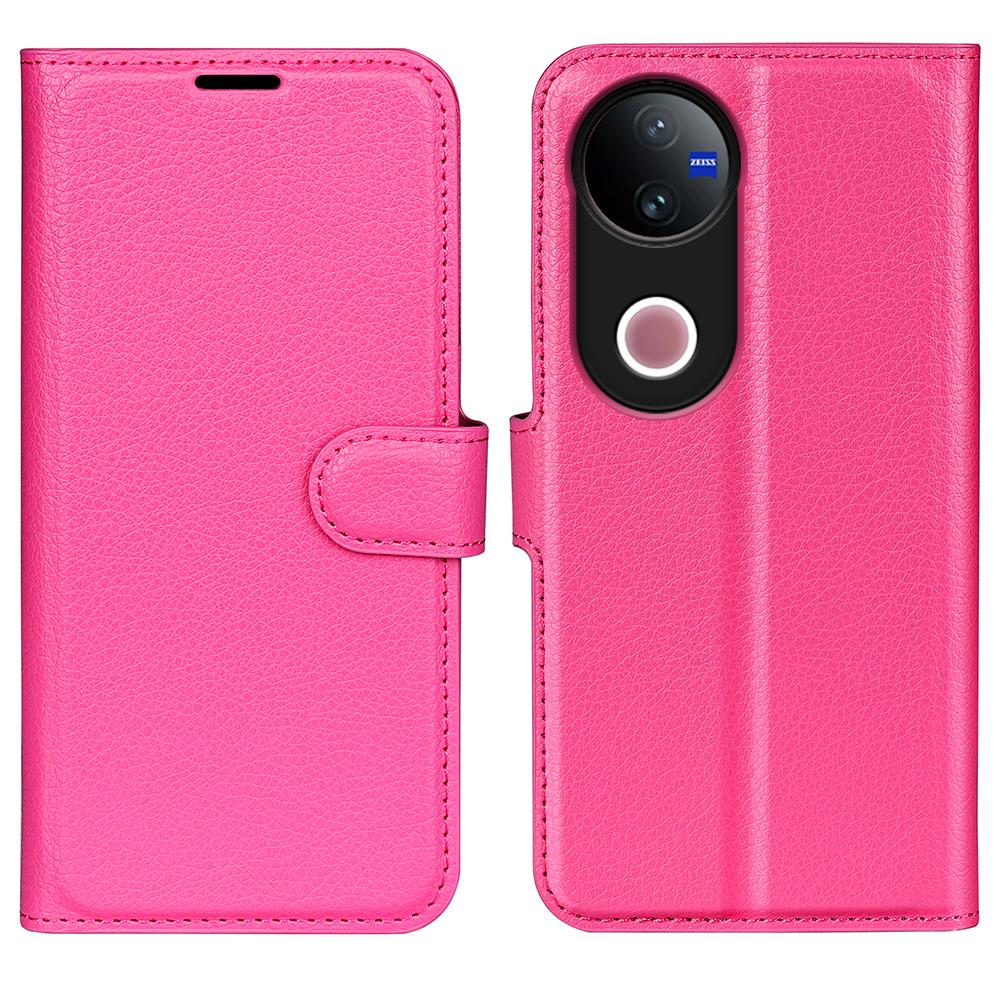 For vivo V50 Global Litchi Texture Horizontal Flip Leather Phone Case with Holder(Rose Red)