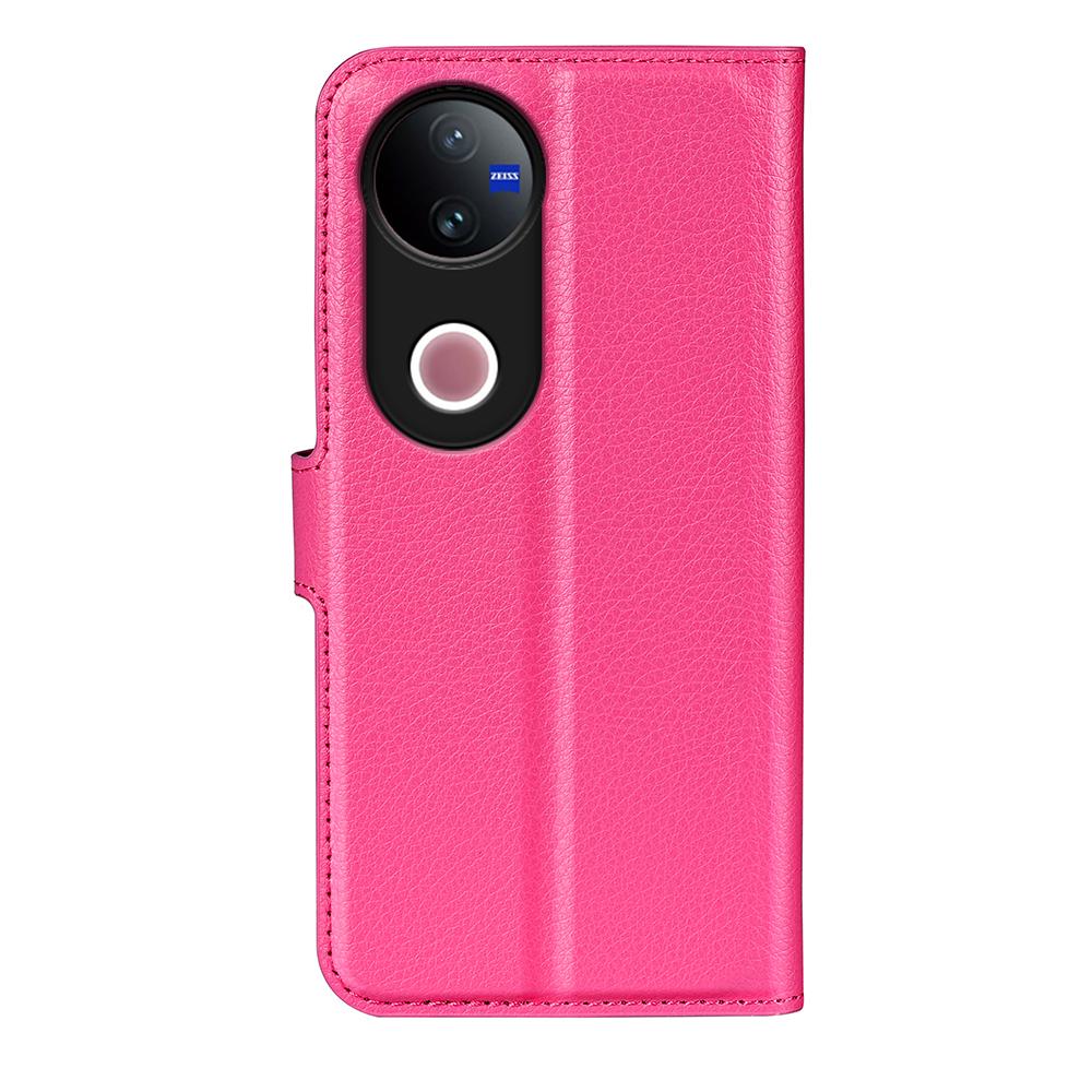For vivo V50 Global Litchi Texture Horizontal Flip Leather Phone Case with Holder(Rose Red)