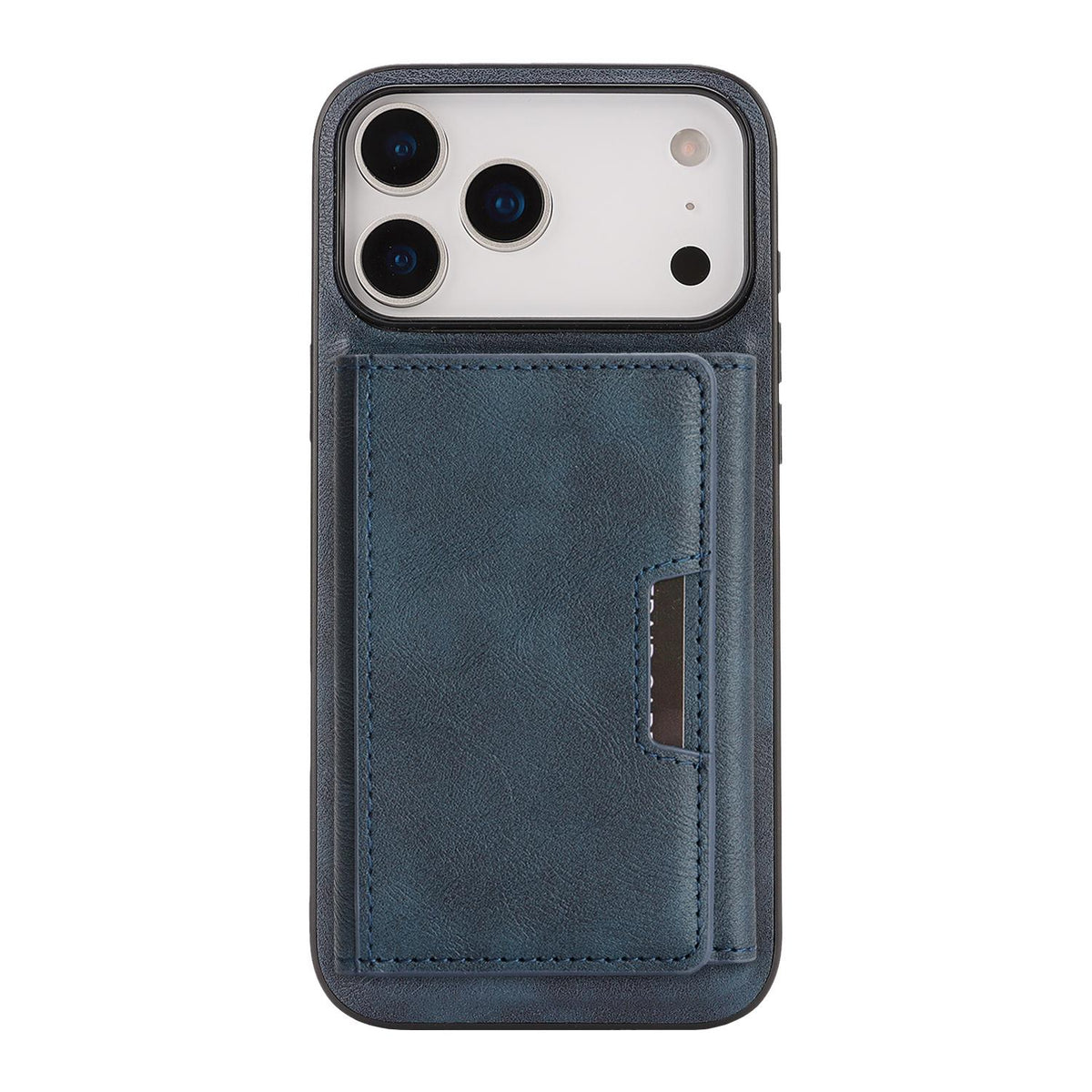 Compatible with iPhone 18 Pro Max Kalebol Strong Magnetic MagSafe Tri-Fold Wallet Leather Phone Case - Blue