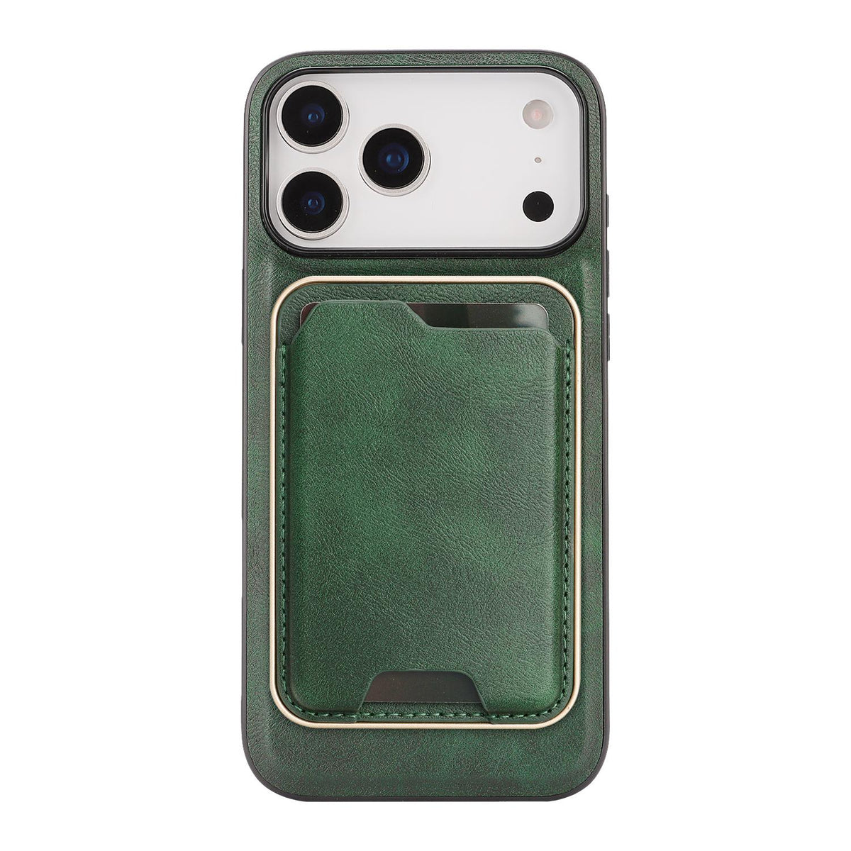 Compatible with iPhone 18 Pro Max Kalebol Slim MagSafe Ring Magnetic Card Bag Leather Phone Case - Green