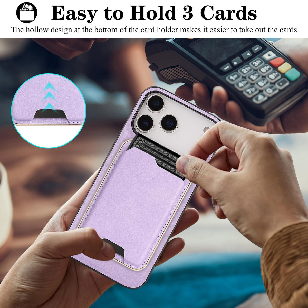 Compatible with iPhone 18 Pro Max Kalebol Slim MagSafe Ring Magnetic Card Bag Leather Phone Case - Purple