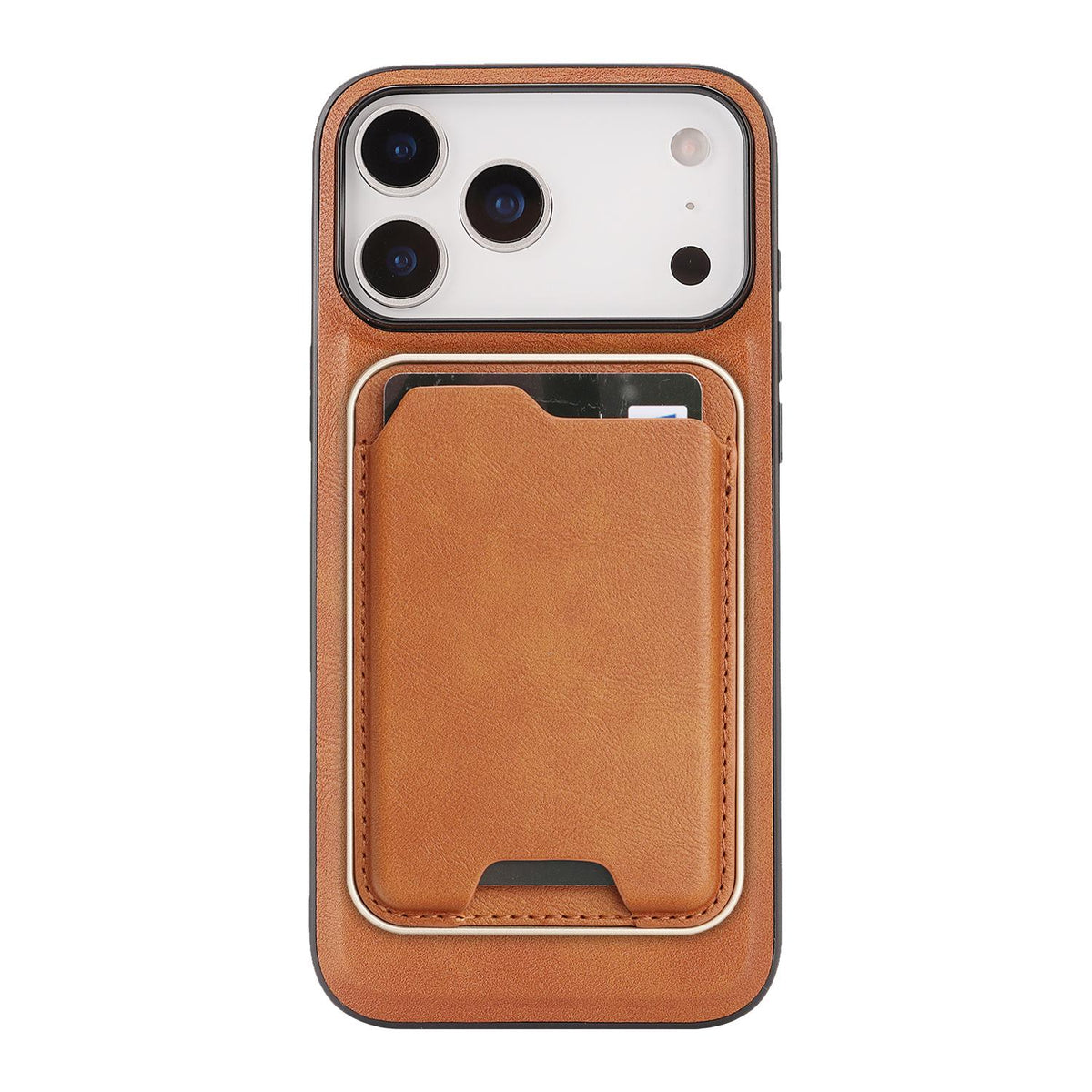 Compatible with iPhone 18 Pro Kalebol Slim MagSafe Ring Magnetic Card Bag Leather Phone Case - Brown