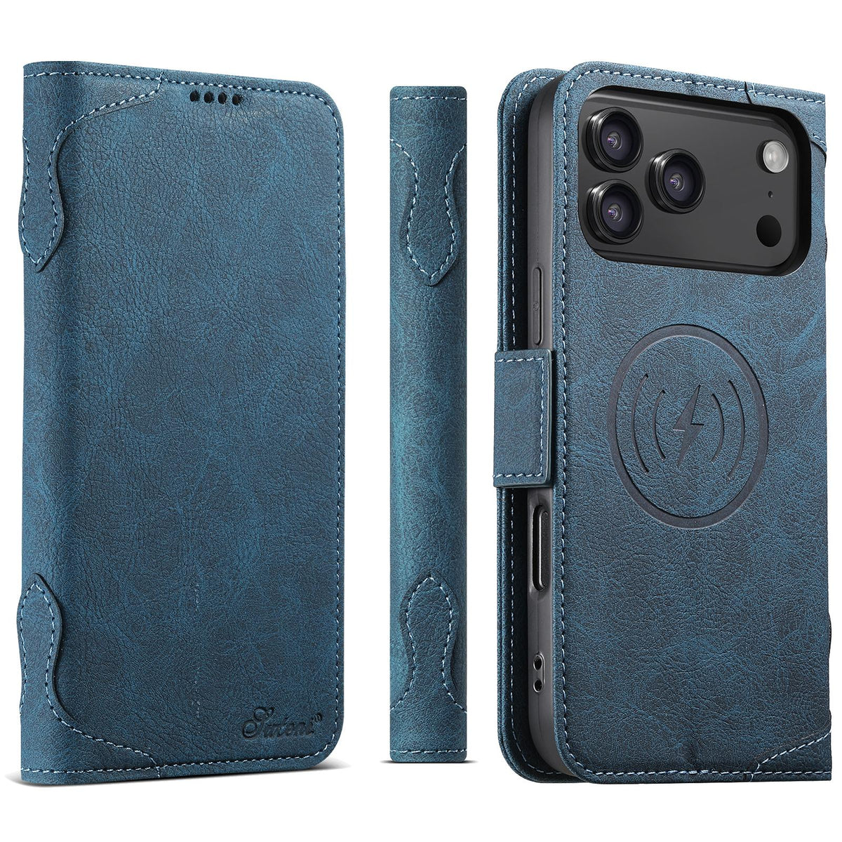 Compatible with iPhone 18 Pro Max SUTENI J07 Multifunctional Horizontal Flip Magsafe Leather Phone Case - Blue