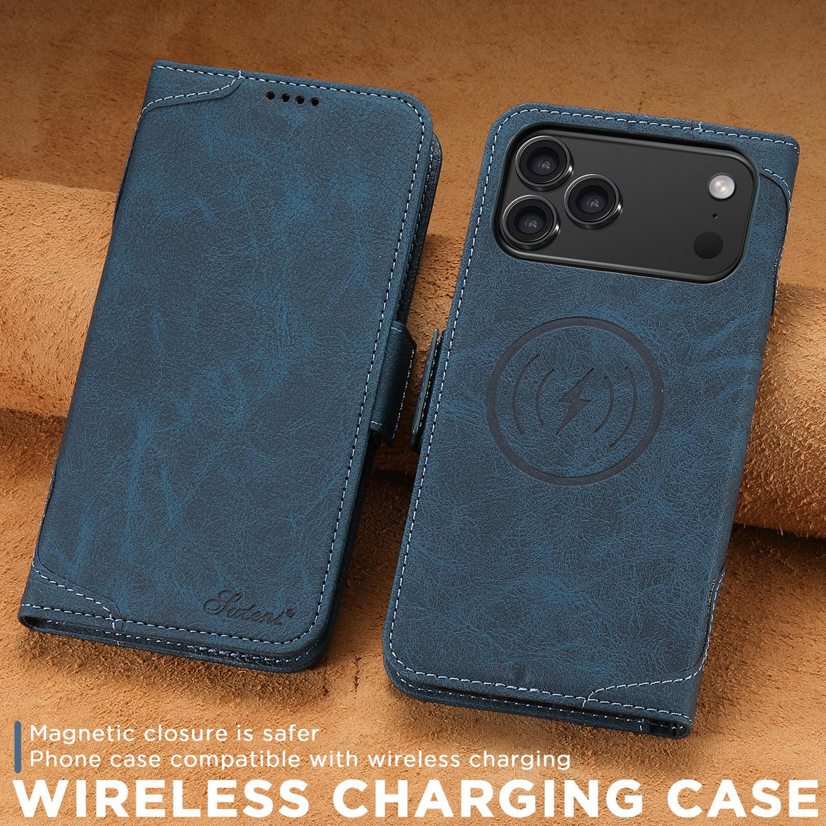 Compatible with iPhone 18 Pro SUTENI J07 Multifunctional Horizontal Flip Magsafe Leather Phone Case - Blue