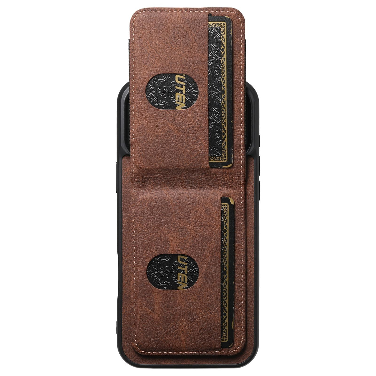 Compatible with iPhone 18 Pro Max Suteni H03 Litchi Leather Card Bag Stand Back Phone Case - Brown