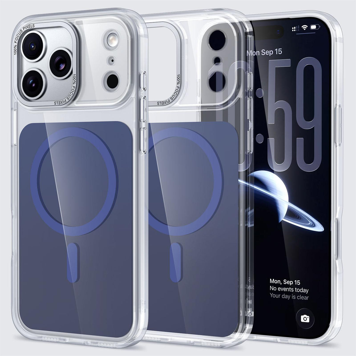 Compatible with iPhone 18 Pro Max Kalebol Transparent Magnetic MagSafe Skin Feel Phone Case - Blue