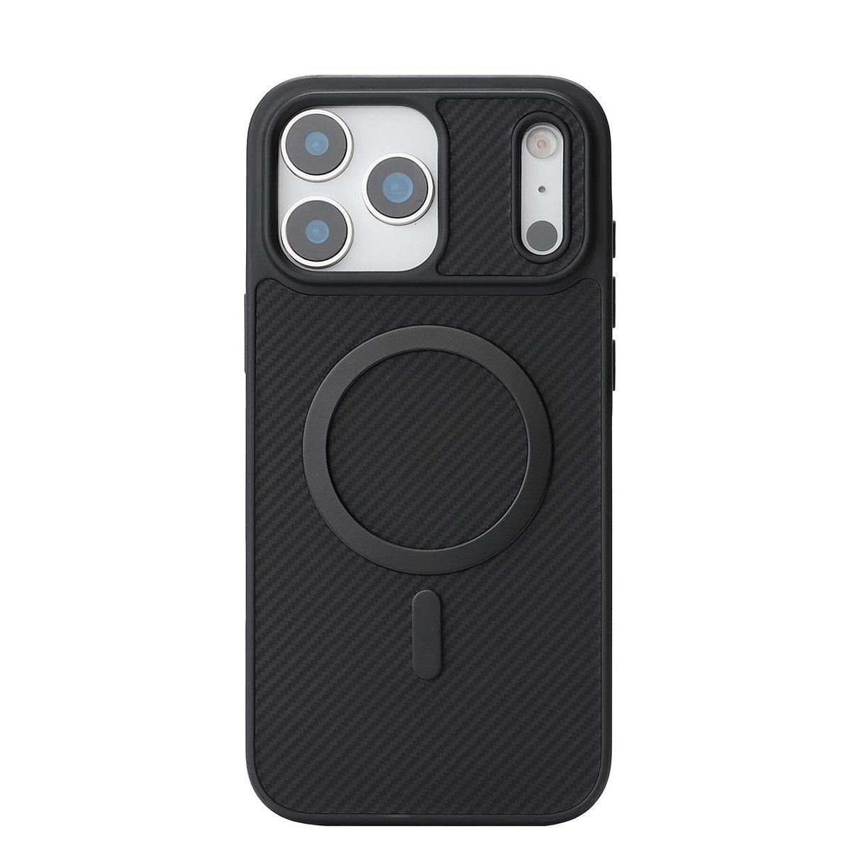 Compatible with iPhone 18 Pro Max Carbon Fiber MagSafe Phone Case - Black