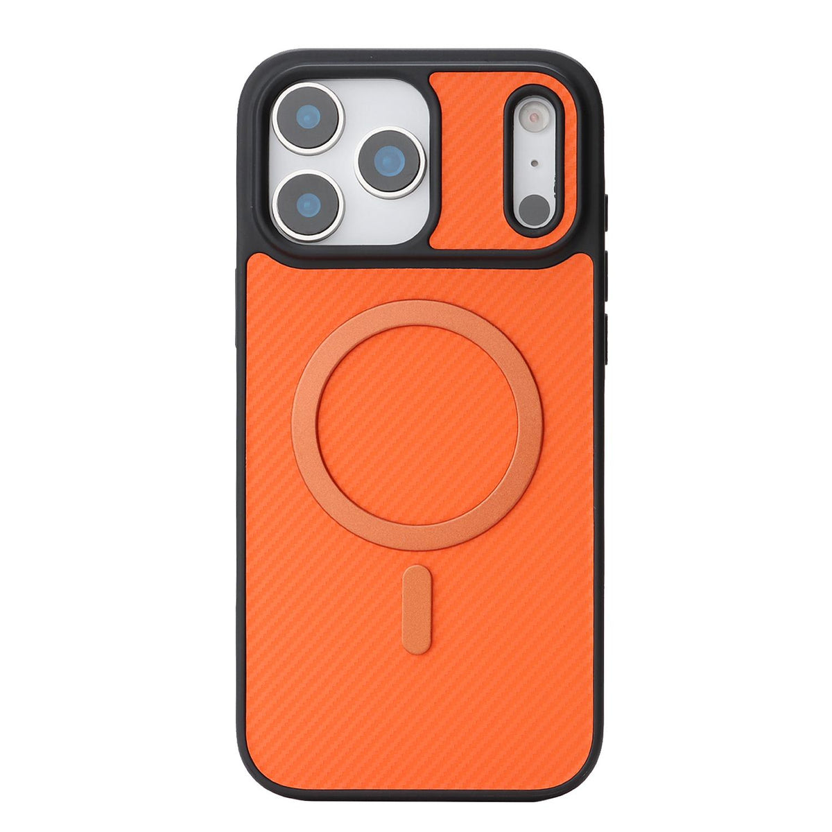 Compatible with iPhone 18 Pro Max Carbon Fiber MagSafe Phone Case - Orange