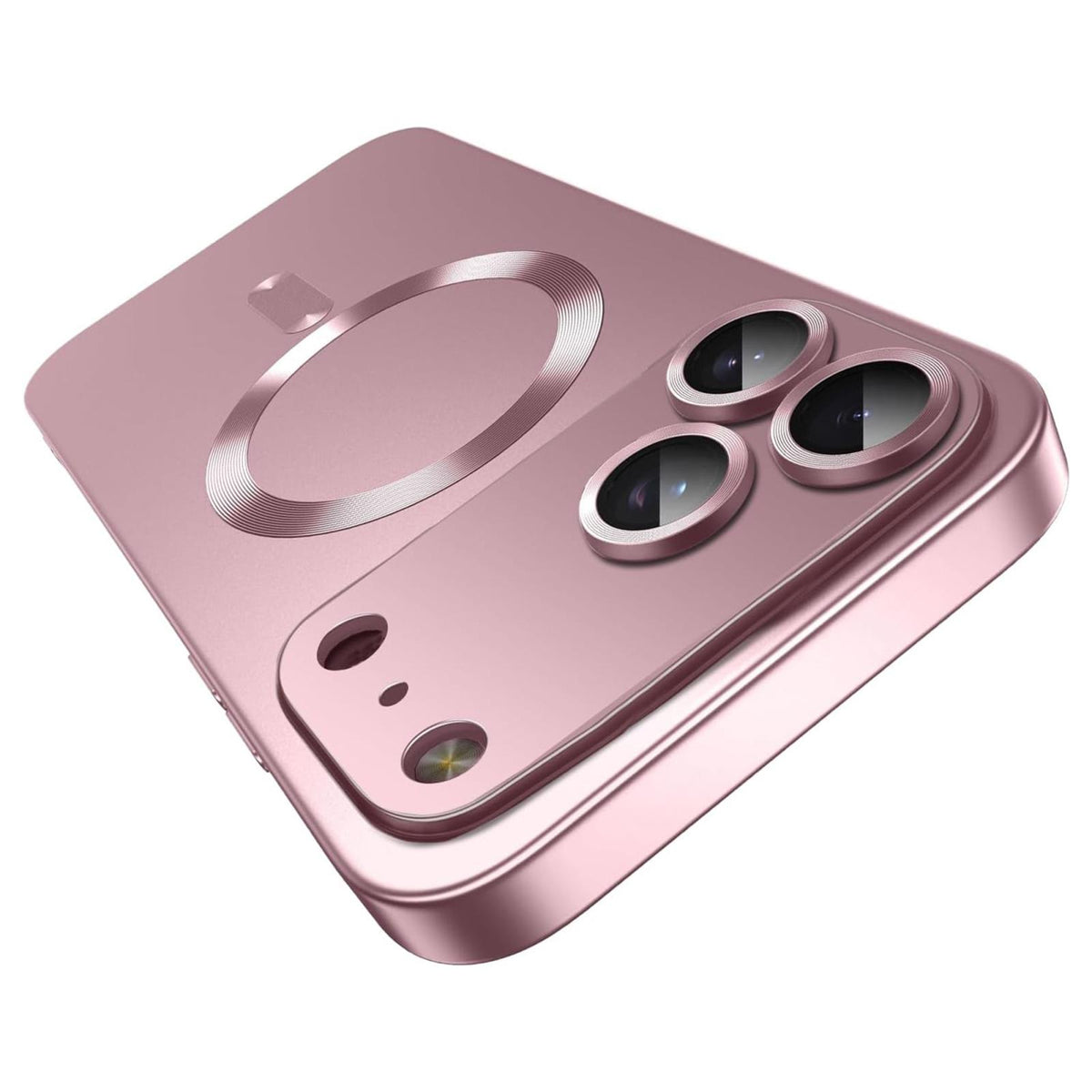 Compatible with iPhone 18 Pro Max Ultra thin Metallic TPU MagSafe Phone Case with Lens Film - Pink